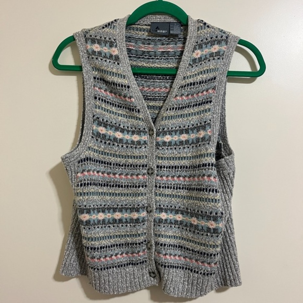 Vtg Lizwear Fair Isle Sweater Vest Women S Cottage‎ Academia Cozy Nordic Grandpa